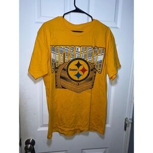 Hanes Pittsburgh Steelers Island Style Graphic T-Shirt Mens Large Yellow Cotton